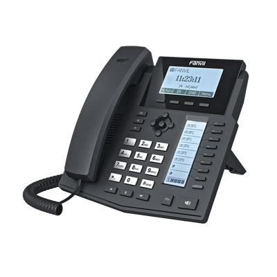 FANVIL Teléfono IP Empresarial Para 6 Líneas SIP con Voz HD con 2 Pantallas LCD, 8 teclas BLF y Conferencia de 3 vías con Soporte Para PoE MOD: X5