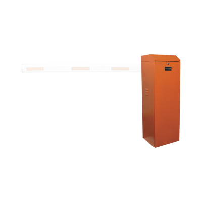 ACCESSPRO Barrera vehicular izquierda / Soporta brazo de hasta 5.5 m / Final de carrera ajustable por programación / Movimiento fluido / Diseño elegante color naranja MOD: XBS-5000-LN