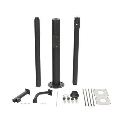 SYSCOM VIDEO Poste Seccionado de 3 Metros / Especializado para la Instalación de Videovigilancia / Incluye Base de Cimentación y Brazo para Cámara PTZ / Color Negro MOD: XGAPOLE-3M