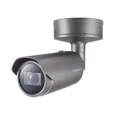 Hanwha Techwin Wisenet Cámara IP Tipo Bala IP de 5MP, Antivandálica, Lente Motorizado de 3,7 a 9,4 mm, Soporta Memoria SD, Día/Noche (ICR) y WDR (120 dB) MOD: XNO-8080R