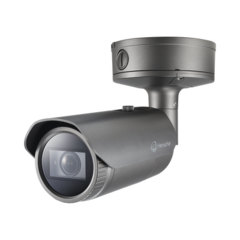 Hanwha Techwin Wisenet Cámara IP Tipo Bala Antivandálica 4K / Lente Motorizado 2.8-8.4mm / IR 50M / WDR 150db / H.265 & WiseStream II MOD: XNO-9082R