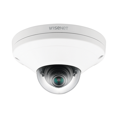 Hanwha Techwin Wisenet Cámara IP Mini Domo Exterior Antivandálico 2MP Color Blanco / Lente 2.8mm / WDR 150db / H.265 & WiseStream / Conteo de Personas / Video Analíticos Avanzados MOD: XNV-6011W