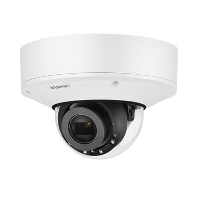 Hanwha Techwin Wisenet Cámara IP Domo Exterior Antivandálico 2MP / Lente Motorizado 2.8-12mm / Extensor POE / IR 50M / WDR 150db / H.265 & WiseStream II MOD: XNV-6081RE
