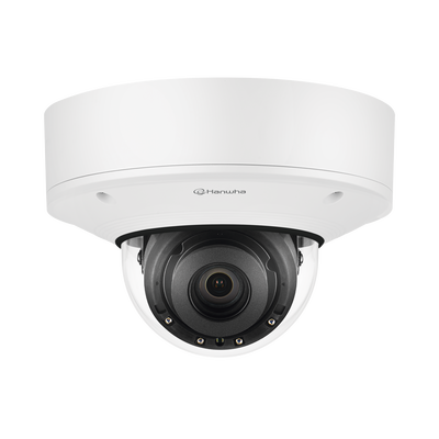Hanwha Techwin Wisenet Cámara IP Domo Exterior Antivandálica 5MP / Extensor POE / Lente Motorizado 3.9-9.4mm / IR 50M / WDR 120db / H.265 & WiseStream MOD: XNV-8081RE