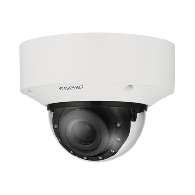 Hanwha Techwin Wisenet Cámara Domo 4MP con IA, Antivandalica / Lente Motorizado de 2.8 a 10mm / WDR 120dB / Ranura MicroSD / IP66 IP67 IK10 NEMA4X MOD: XNV-C7083R