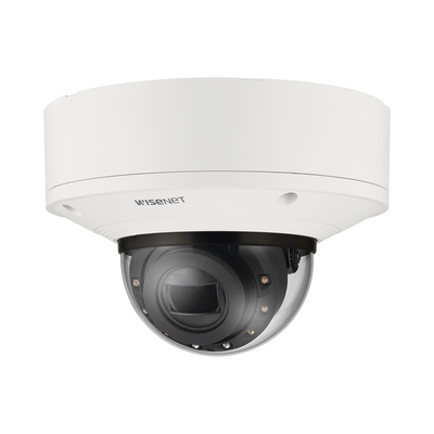 Hanwha Techwin Wisenet Cámara Domo 4k con IA, Antivandalica / Lente Motorizado de 4.4 a 9.3mm / P-Iris, WDR 120dB / Ranura SD / IP66 IP67 NEMA4X IK10 MOD: XNV-C9083R