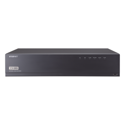 Hanwha Techwin Wisenet NVR de 16 canales / 12MP / Hasta 4 Discos Duros / Switch PoE+ 16 puertos / Wisenet P2P / H.265 & WiseStream MOD: XRN-1610SA