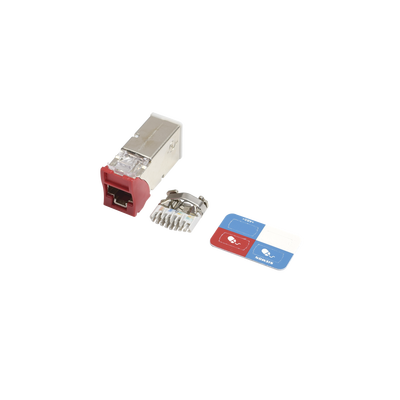 SIEMON Jack Z-MAX Cat6A, Blindado, Montaje híbrido en Placa de Pared (Plano y Angulado), Color Rojo MOD: Z6A-S03