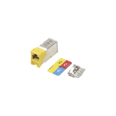 SIEMON Jack Z-MAX Cat6A, Blindado, Montaje híbrido en Placa de Pared (Plano y Angulado), Color Amarillo MOD: Z6A-S05