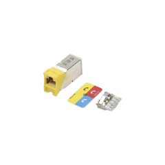 SIEMON Jack Z-MAX Cat6A, Blindado, Montaje híbrido en Placa de Pared (Plano y Angulado), Color Amarillo MOD: Z6A-S05