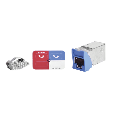 SIEMON Jack Z-MAX Cat6A, Blindado, Montaje híbrido en Placa de Pared (Plano y Angulado), Color Azul, Versión Bulk (Sin Empaque Individual) MOD: Z6A-S06B