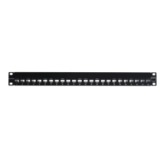 SIEMON Patch Panel Z-MAX de 24 puertos, Blindado, Precargado con Jacks Categoria 6A, Plano, 1UR MOD: Z6AS-PNL-24K