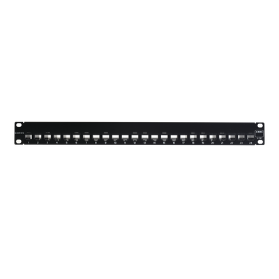 SIEMON Patch Panel Z-MAX de 24 puertos, Blindado, Precargado con Jacks Categoria 6A, Plano, 1UR MOD: Z6AS-PNL-24K