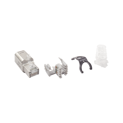 SIEMON Plug RJ45 Cat6A Blindado, Terminación en Campo, Compatible con Todas las Categorías, Con Clip Protector de Seguro MOD: ZP1-6AS-01S