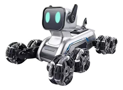 Perro Robot Acrobático Stunt Gris Oscuro - con control remoto, colores y musica