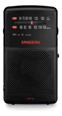 Radio de Bolsillo Parlante Portátil Analógica Am Fm Sangean Sr35 A Pilas - Negro - comprar online