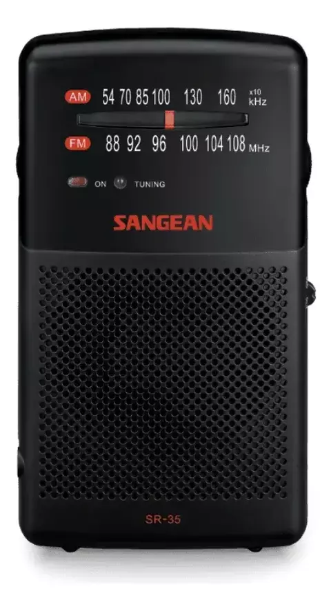 Radio de Bolsillo Parlante Portátil Analógica Am Fm Sangean Sr35 A Pilas - Negro - comprar online