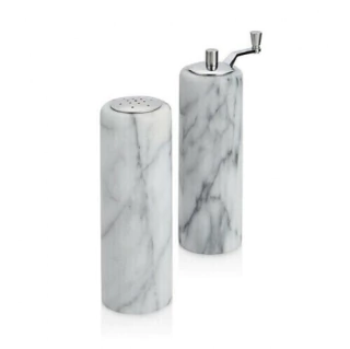 Nonfork® Set Molinillo de Pimienta y Salero de Marmol Carrara Ø 5.6x15cm (N8721090)