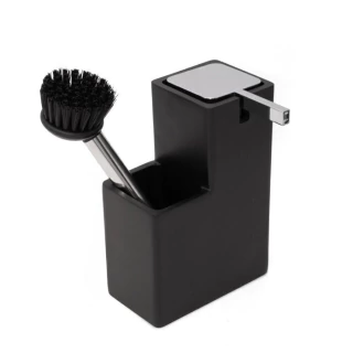 Dispenser Con Porta Cepillo Salerno Negro (0560B)