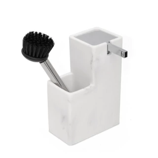 Dispenser Con Porta Cepillo Salerno Blanco (0560W)