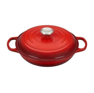 Erminda® Olla Hiero Esmaltado Baja Con Tapa Rojo Velvet Ø 27cm (E93001R)