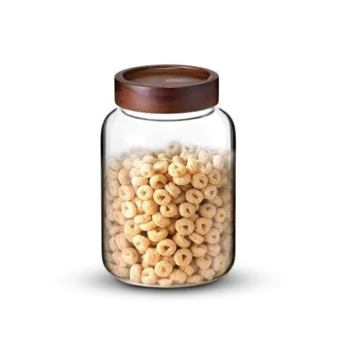 Nonfork® Frasco Exquis Borosilicato Tapa Madera 1800 Ml 13X13X19 (N86226)