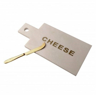Nonfork® Tabla Quesos Marmol Bl Y Dorado Con Cuchillo (N8717001)
