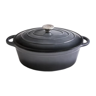 Erminda® Olla Hierro Esmaltado Oval - Gris Marino 30x24 (E83001G)