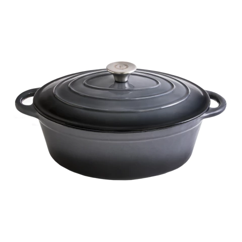 Erminda® Olla Hierro Esmaltado Oval - Gris Marino 30x24 (E83001G)