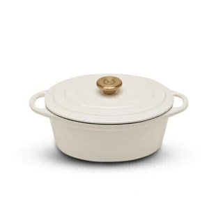 Erminda® Olla Hierro Esmaltado Oval Blanco Marino 24x17 (E91001BD)