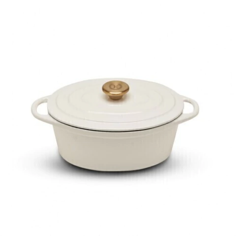 Erminda® Olla Hierro Esmaltado Oval Blanco Marino 24x17 (E91001BD)