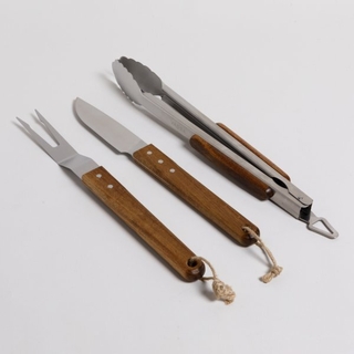 Set Asado 3 Pzas Madera Acacia y Acero (0135088)