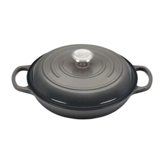 Erminda® Olla Hiero Esmaltado Baja Con Tapa Gris Marino Ø 27cm (E93001G)