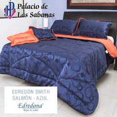 Edredón Jacquard Edredona Smith Salmón - Azul Oscuro