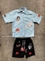 OUTFIT CAMISA CUERINA MAS SHORT APLIQUE