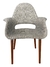 Sillón Cuore de Comedor Moderna Tapizada de Tela con Patas de Madera en Gris Claro