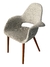 Sillón Cuore de Comedor Moderna Tapizada de Tela con Patas de Madera en Gris Claro en internet