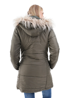 Campera Larga Verde Militar Peluche - comprar online