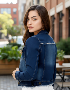 Campera De Jean Elastizada Azul Con TACHAS en internet