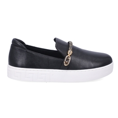 Tênis Slip On Preto Tira Strass