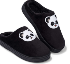 Pantufa Feminina Preta Panda Via Serra