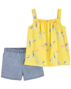 CARTER's Set 2 Piezas Remera Musculosa y Short "Loros"