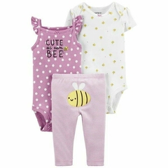 CARTER's Set 3 Piezas Bodys Musculosa, Manga Corta y Pantalón "Abeja"