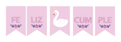 Banderin feliz cumple cisne