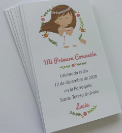 Estampitas Comunion Lucia x12