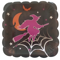 Platos halloween cuadrado bruja x5