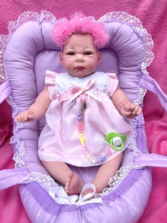 BEBÉ REAL 3 MESES/ SOFIA CON VESTIDO CON DIADEMA ROSA