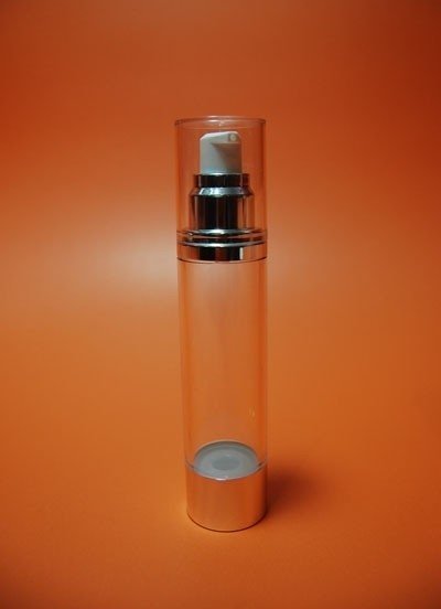 AIRLESS CILINDRICA PLATA 50 ML TAPA CONICA