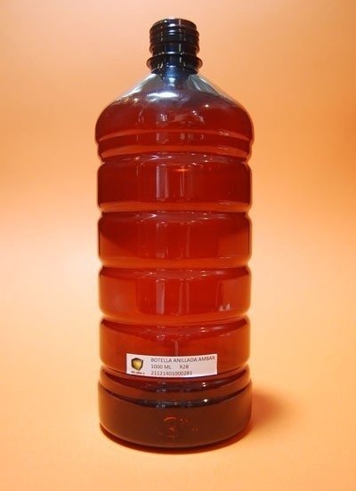 BOTELLA ANILLADA 1000 ML AMBAR / CRISTAL