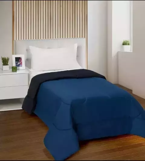 Acolchado abrigo reversible liso 1 plaza
